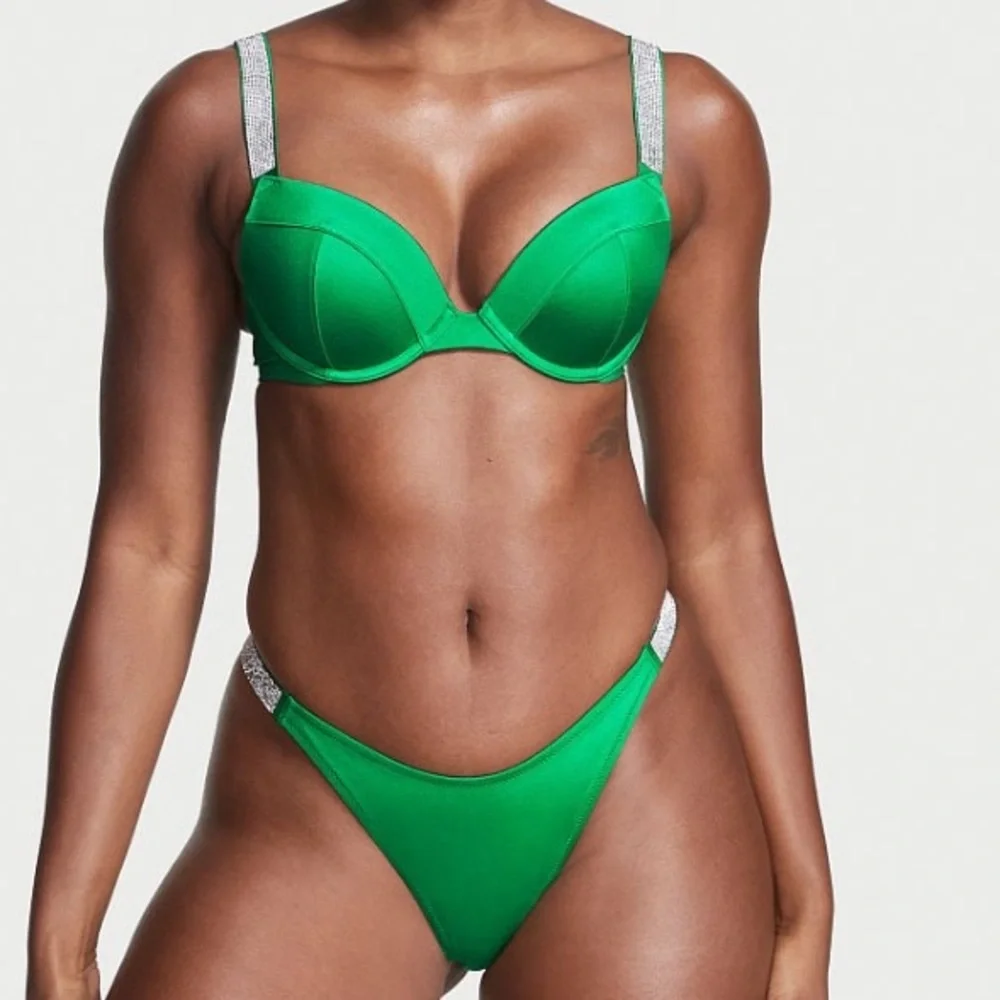 2 Pc Set 38C+ Large Victoria's Secret Swim Shine Strap Sexy Tee Bikini + Bottoms